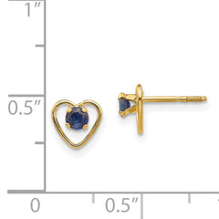 14k Madi K 3mm Created Sapphire Birthstone Heart Earrings