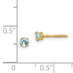 14K Yellow Gold Aquamarine Stud Earrings with Polished Finish March Birthstone