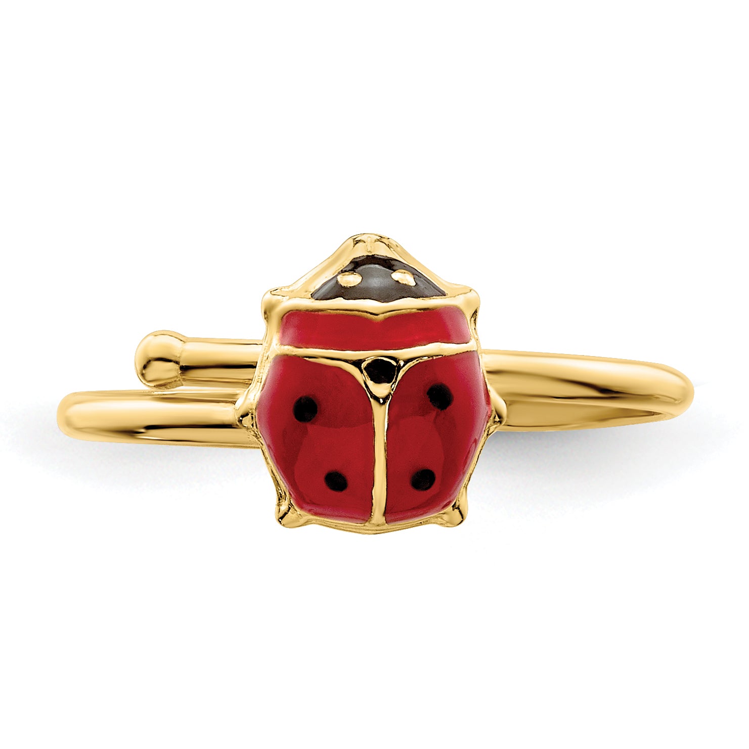 14k Polished Enameled Madi K Ladybug Adjustable Ring
