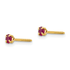 14K Gold Ruby Stud Earrings with Polished Finish and Screw Back