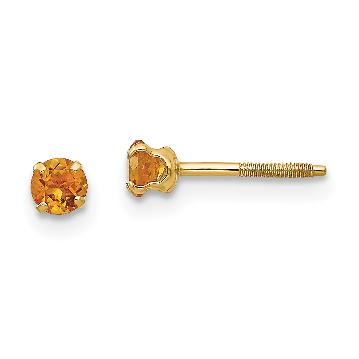 14k Madi K 3mm Citrine Birthstone Earrings