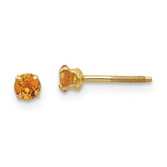 14k Madi K 3mm Citrine Birthstone Earrings