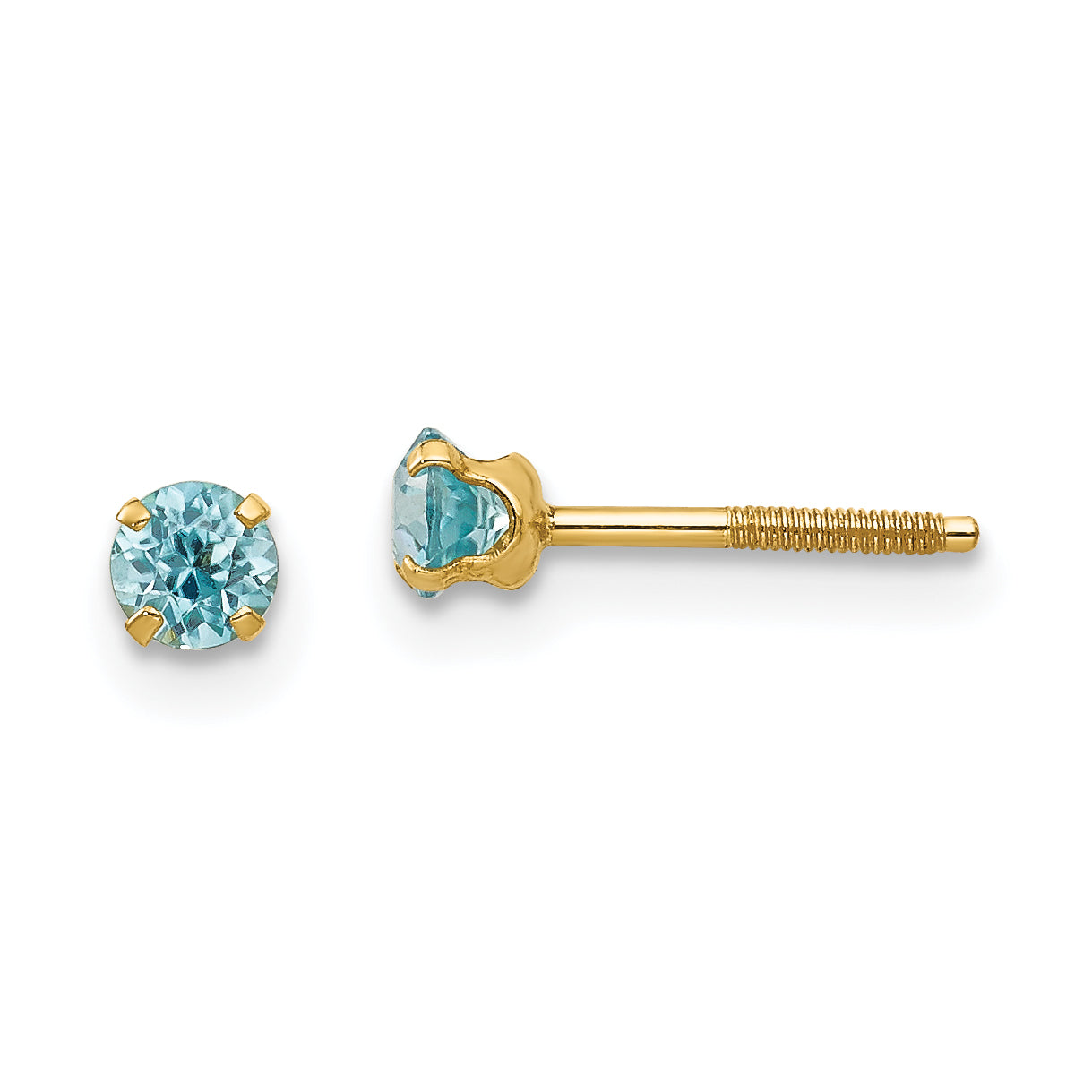 14k Madi K 3mm Blue Zircon Earrings Main image