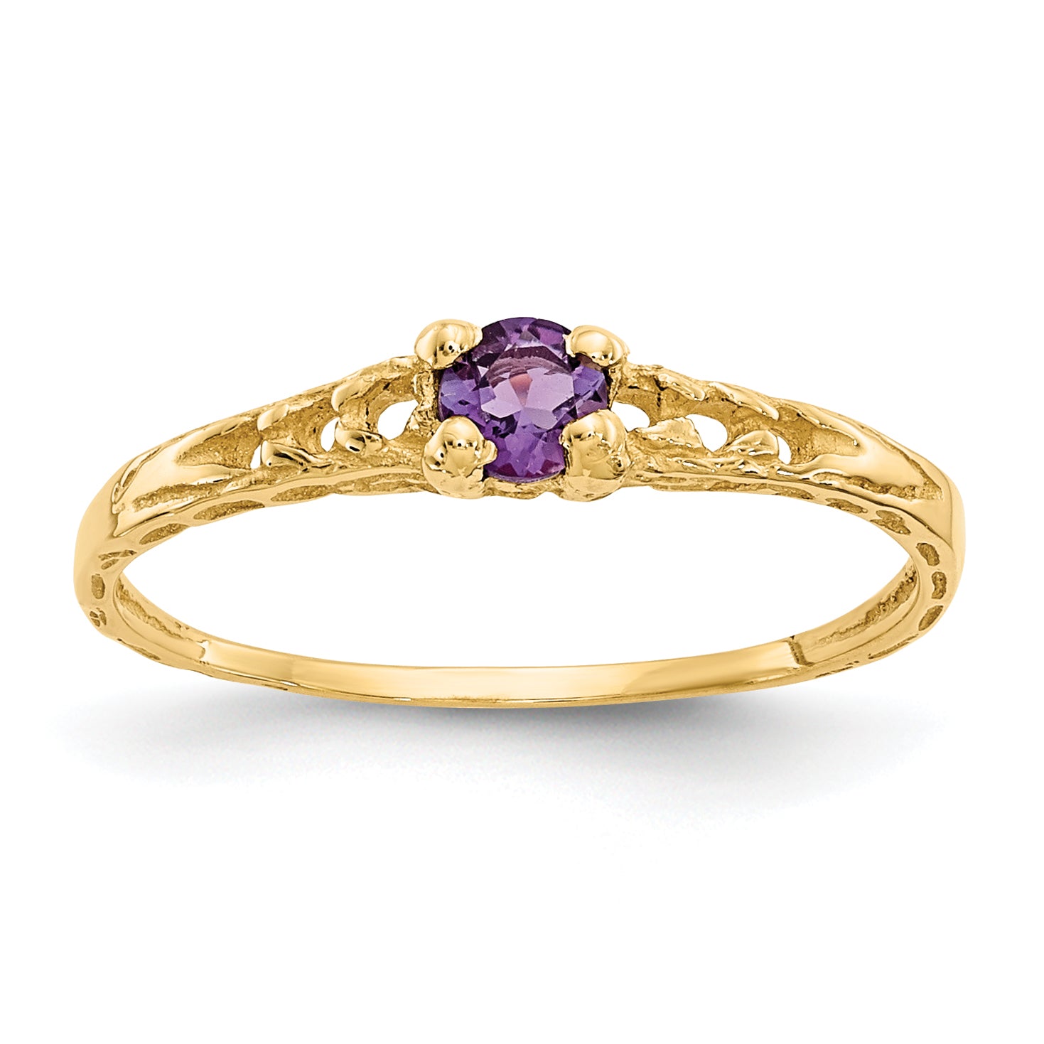 14k Madi K 3mm Amethyst Birthstone Baby Ring Main image