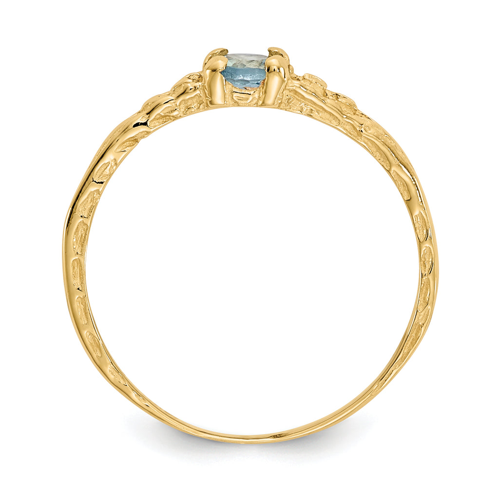 14k Madi K 3mm Aquamarine Birthstone Baby Ring