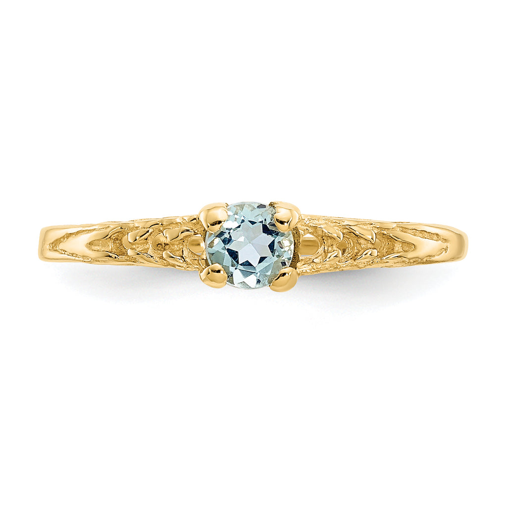 14k Madi K 3mm Aquamarine Birthstone Baby Ring