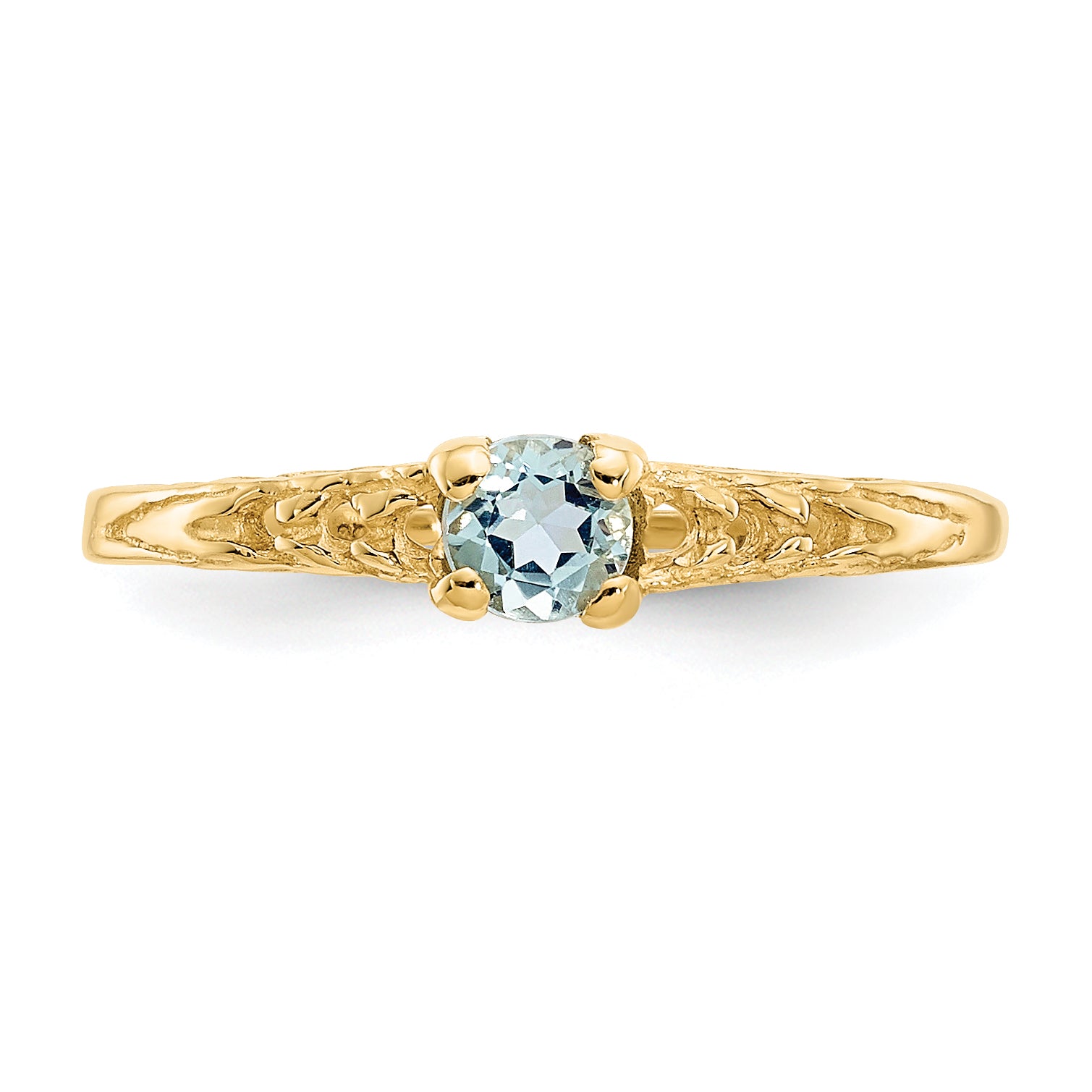14k Madi K 3mm Aquamarine Birthstone Baby Ring