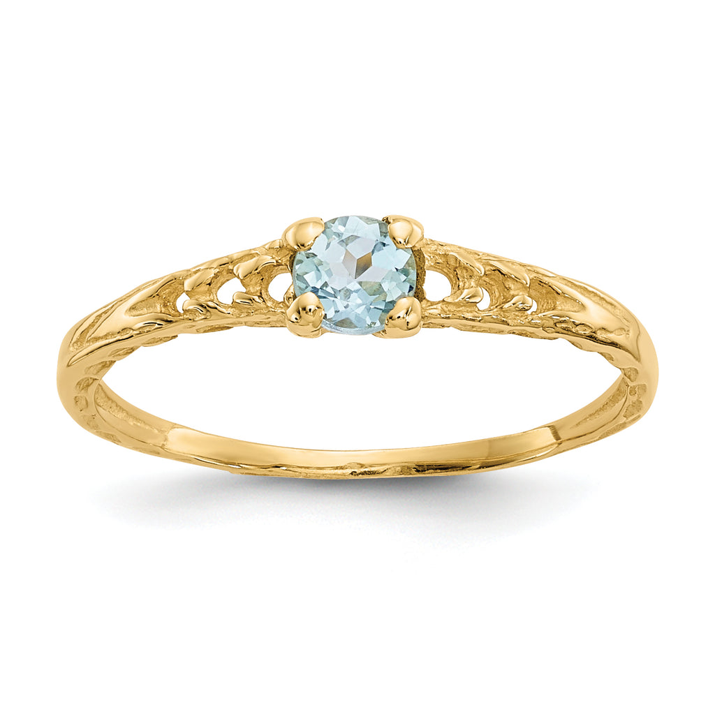 14k Madi K 3mm Aquamarine Birthstone Baby Ring