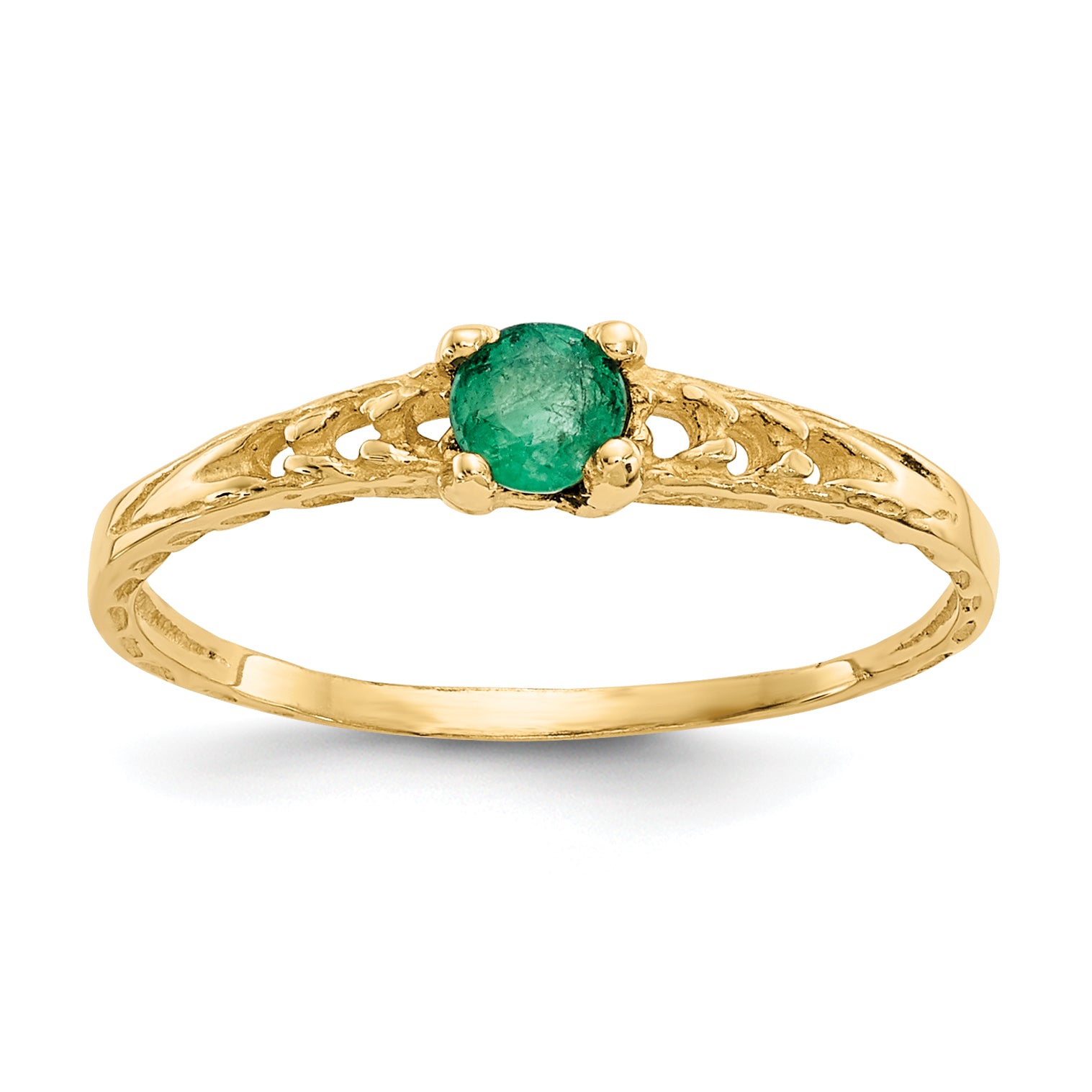 14k Madi K 3mm Emerald Birthstone Baby Ring Main image