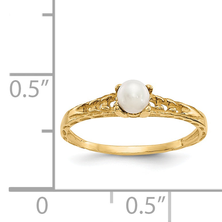 14k Madi K 3mm Fresh Water Cultured Pearl Birthstone Baby Ring