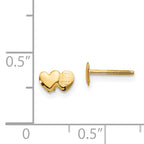 14K Gold Double Heart Earrings with Polished Finish and Screw Back