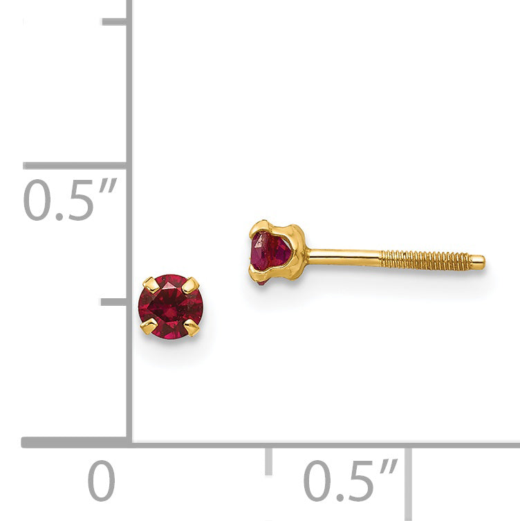 14k Madi K 3mm Imitation Garnet Birthstone Earrings (Jan)