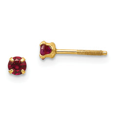 14k Madi K 3mm Imitation Garnet Birthstone Earrings (Jan)