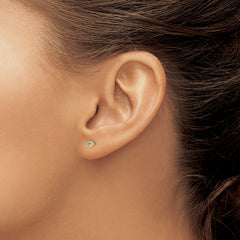 14K Gold Aquamarine Birthstone Stud Earrings  March, Nickel-Free, Polished