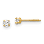 14k Madi K 3mm Imitation April Birthstone Earrings