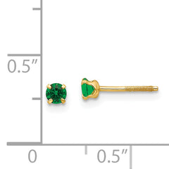 14k Madi K 3mm Imitation Emerald Birthstone Earrings (May)