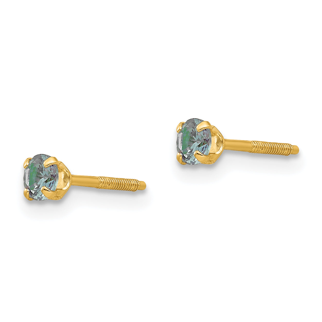 14K Gold Madi K 3mm Imitation Alexandrite Birthstone Stud Earrings  Polished, Nickel-Free Secondary image