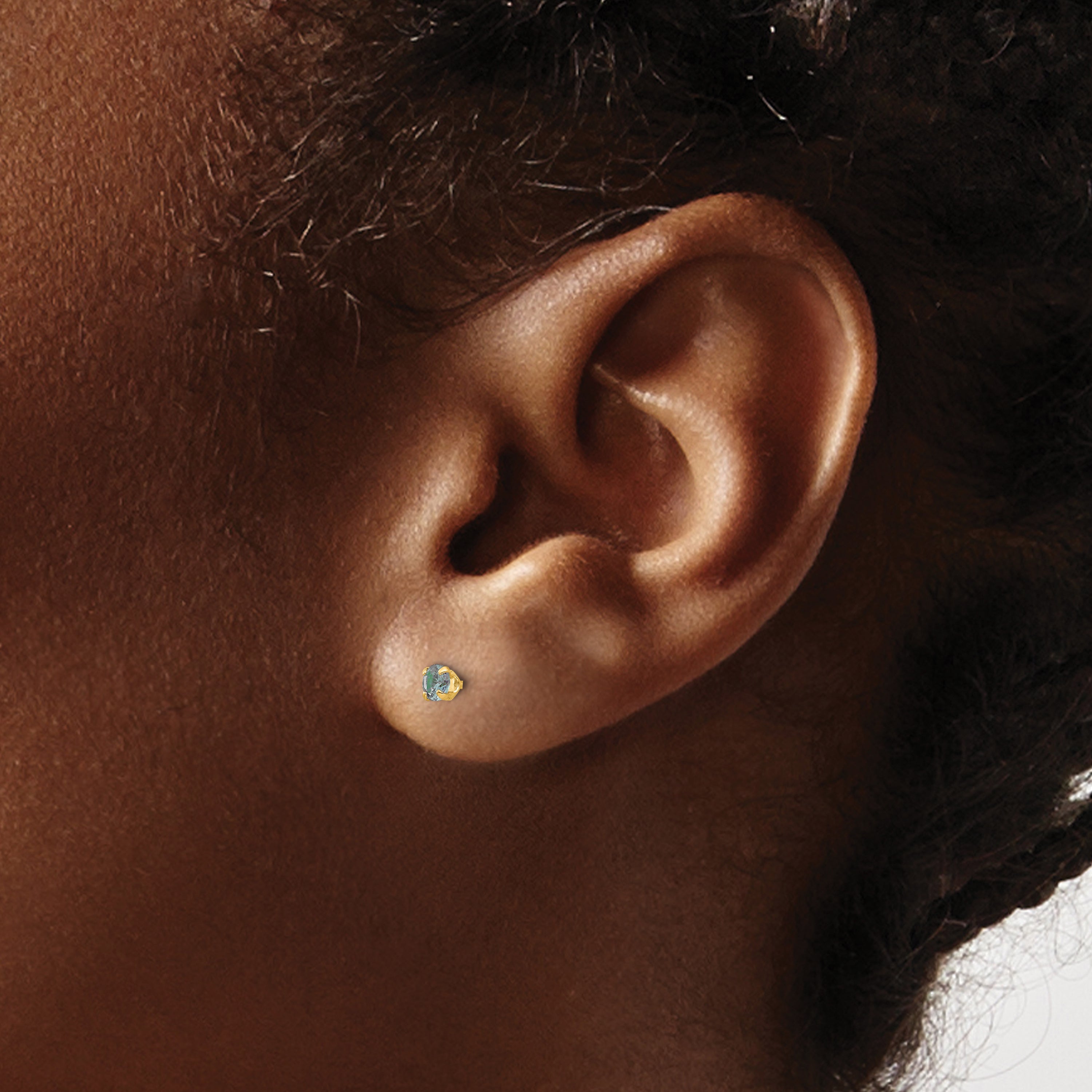 14k Madi K 3mm Imitation Alexandrite Birthstone Earrings (Jun)