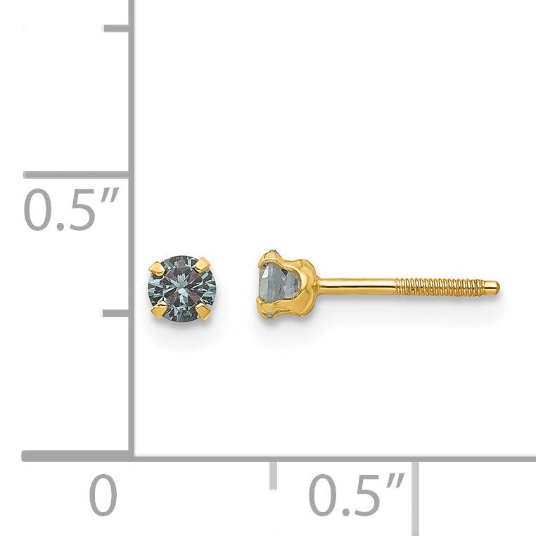 14k Madi K 3mm Imitation Alexandrite Birthstone Earrings (Jun)