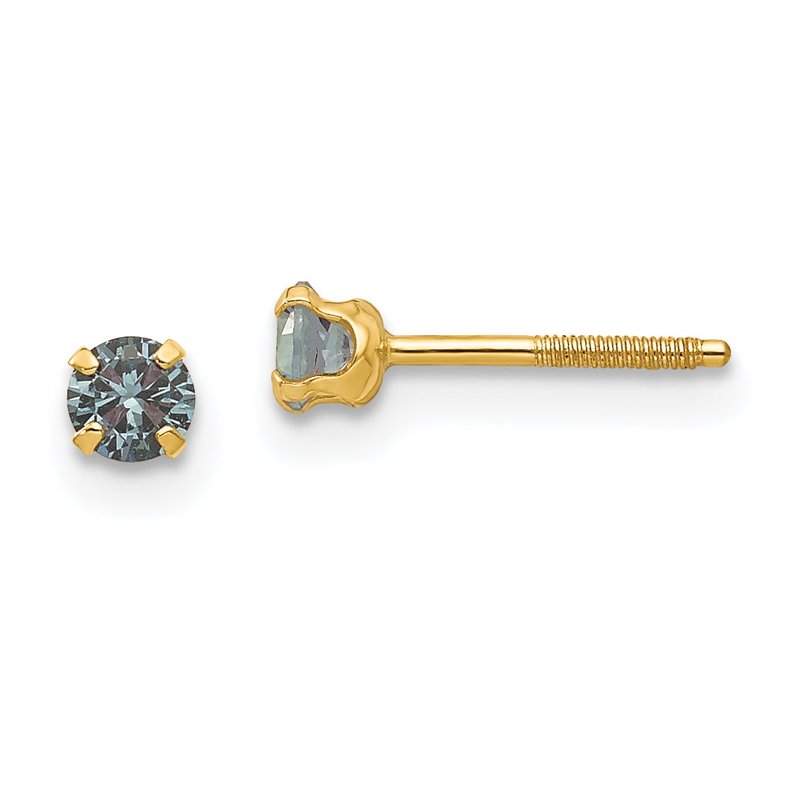 14k Madi K 3mm Imitation Alexandrite Birthstone Earrings (Jun) Main image