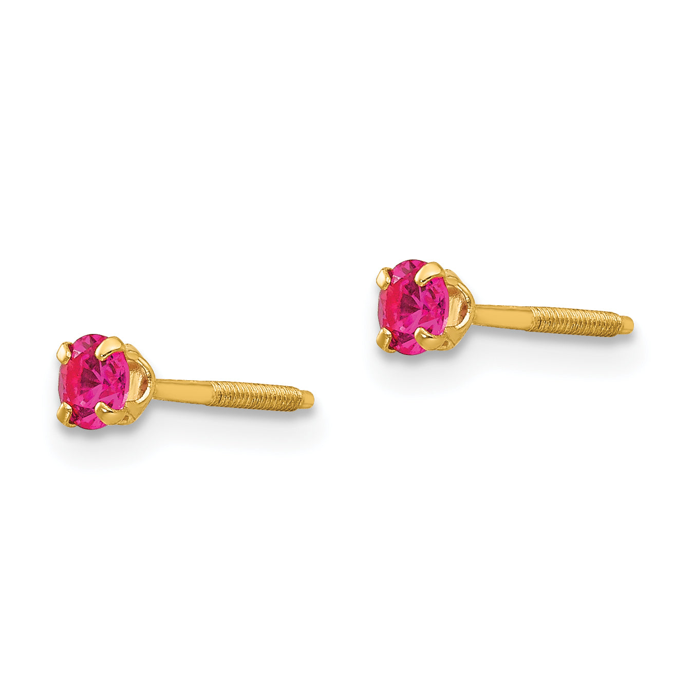 14K Gold Ruby Birthstone Stud Earrings with Polished Finish, Nickel-Free Secondary image