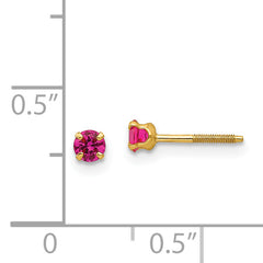 14k Madi K 3mm Imitation Ruby Birthstone Earrings (Jul)