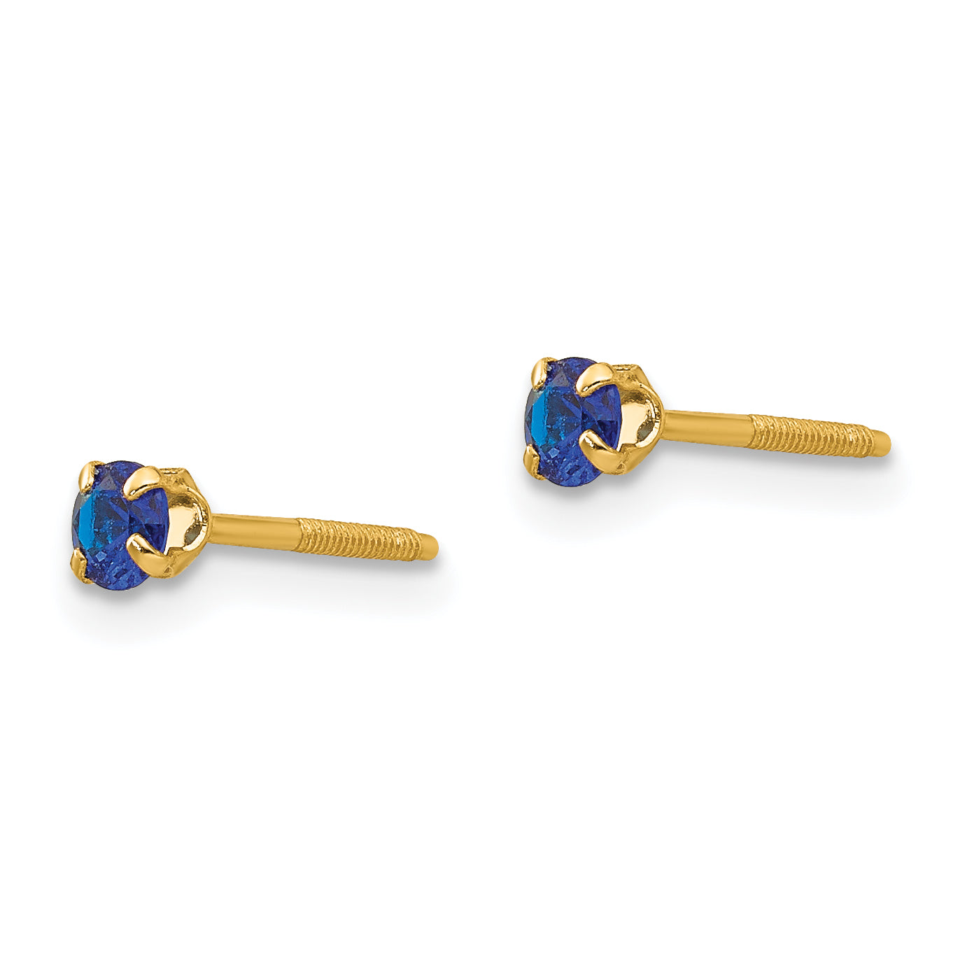 14K Gold Sapphire Birthstone Stud Earrings with Polished Finish  September Secondary image