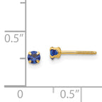 14K Gold Sapphire Birthstone Stud Earrings with Polished Finish  September