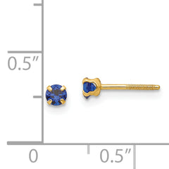 14K Gold Sapphire Birthstone Stud Earrings with Polished Finish  September