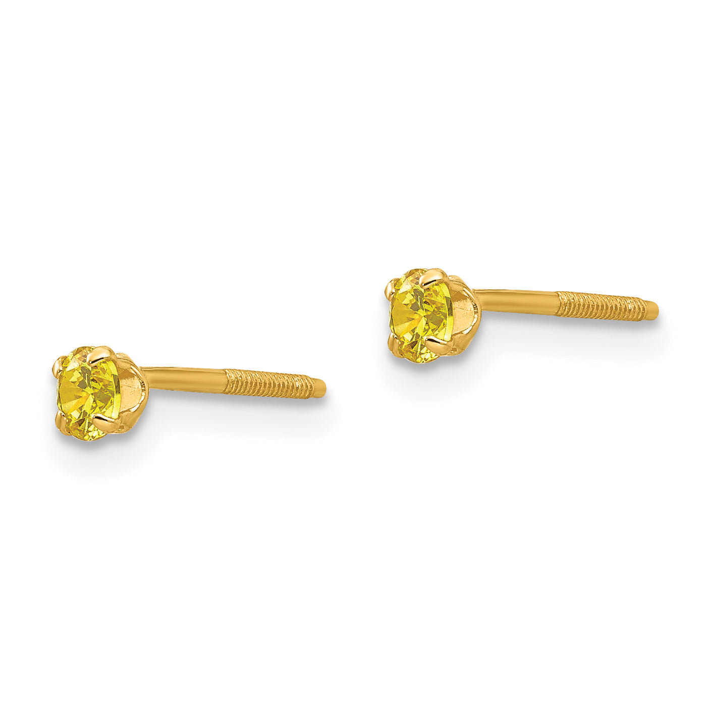 14K Gold Citrine Birthstone Stud Earrings with Polished Finish (November)