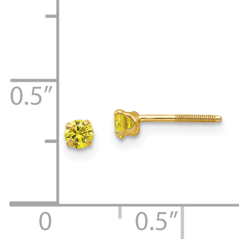14K Gold Citrine Birthstone Stud Earrings with Polished Finish (November)