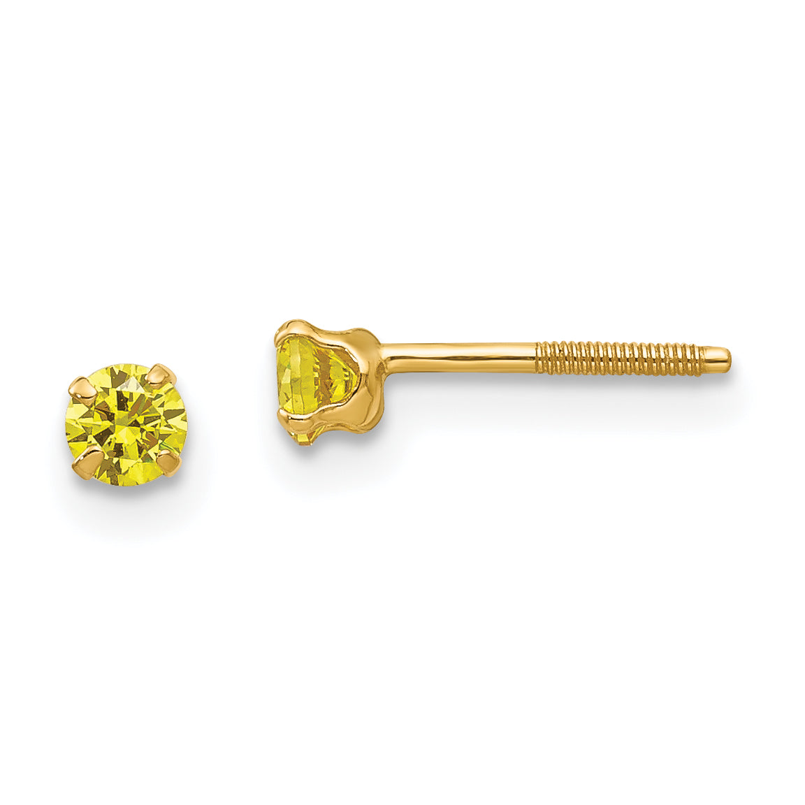 14k Madi K 3mm Imitation Citrine Birthstone Earrings (Nov)