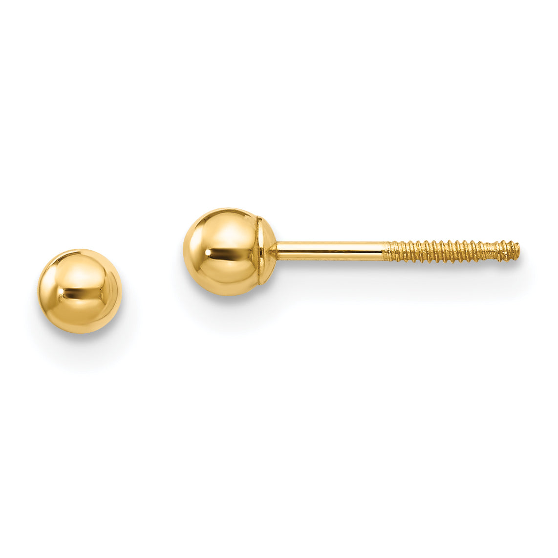 14k Madi K 3mm Ball Push On and Screw Off Screwback Earrings Main image
