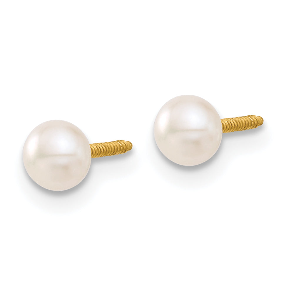14K Gold Freshwater Pearl Screwback Earrings  Polished, Nickel-Free Elegance