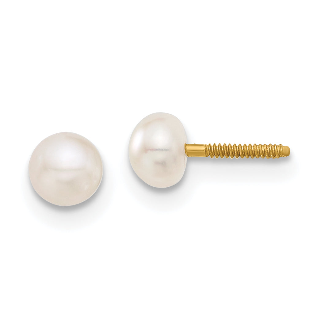 14k Madi K 4-5mm Button FW Cultured Pearl Screwback Earrings Main image