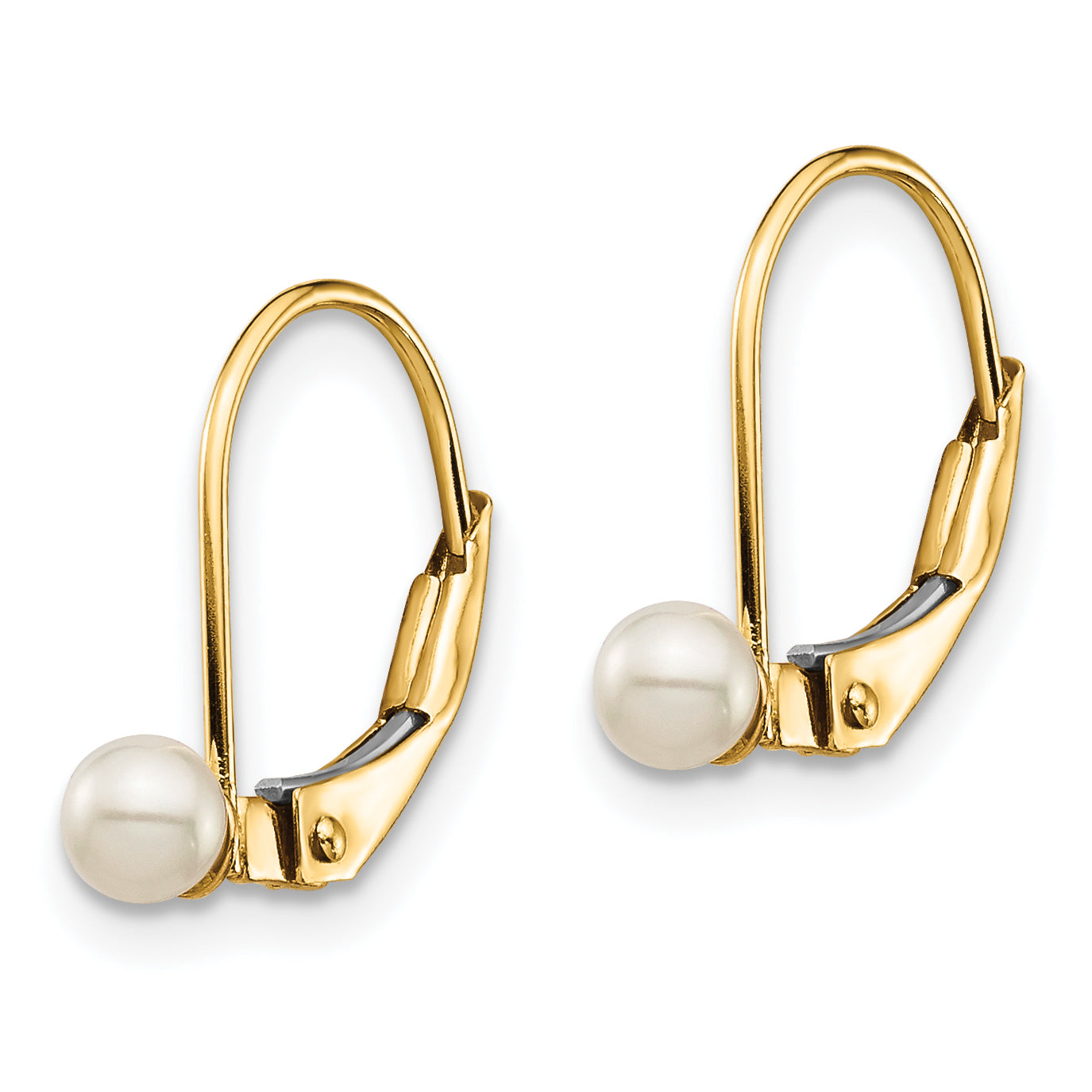 14K Gold Freshwater Cultured Pearl Leverback Earrings Polished, Nickel-Free Secondary image