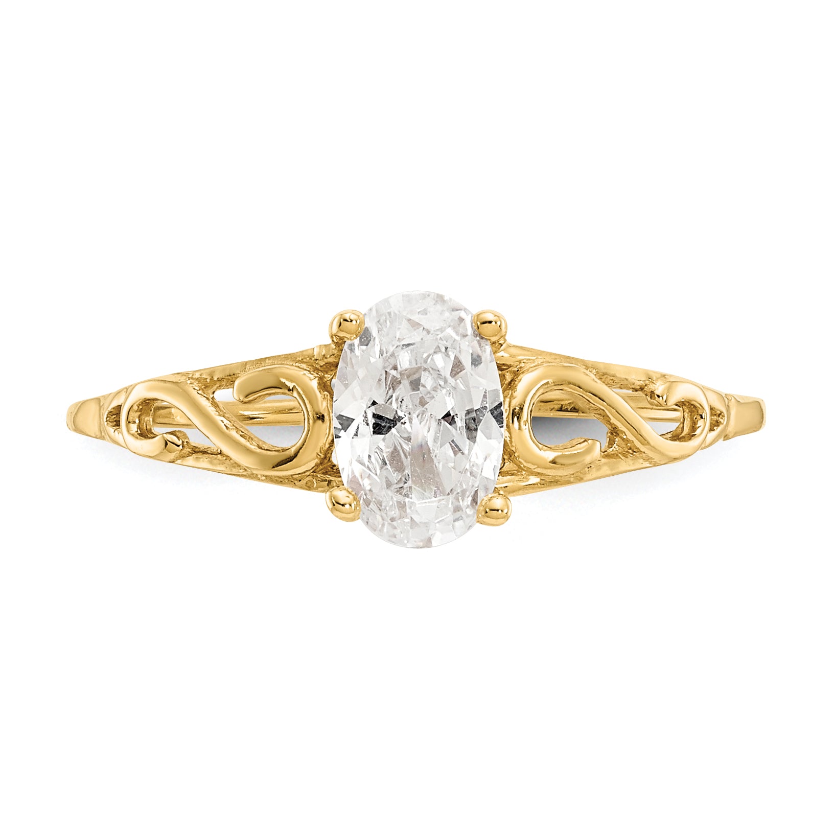 14k Madi K Synthetic White Spinel Ring