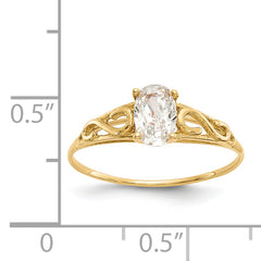 14k Madi K Synthetic White Spinel Ring