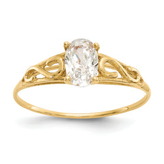 14k Madi K Synthetic White Spinel Ring