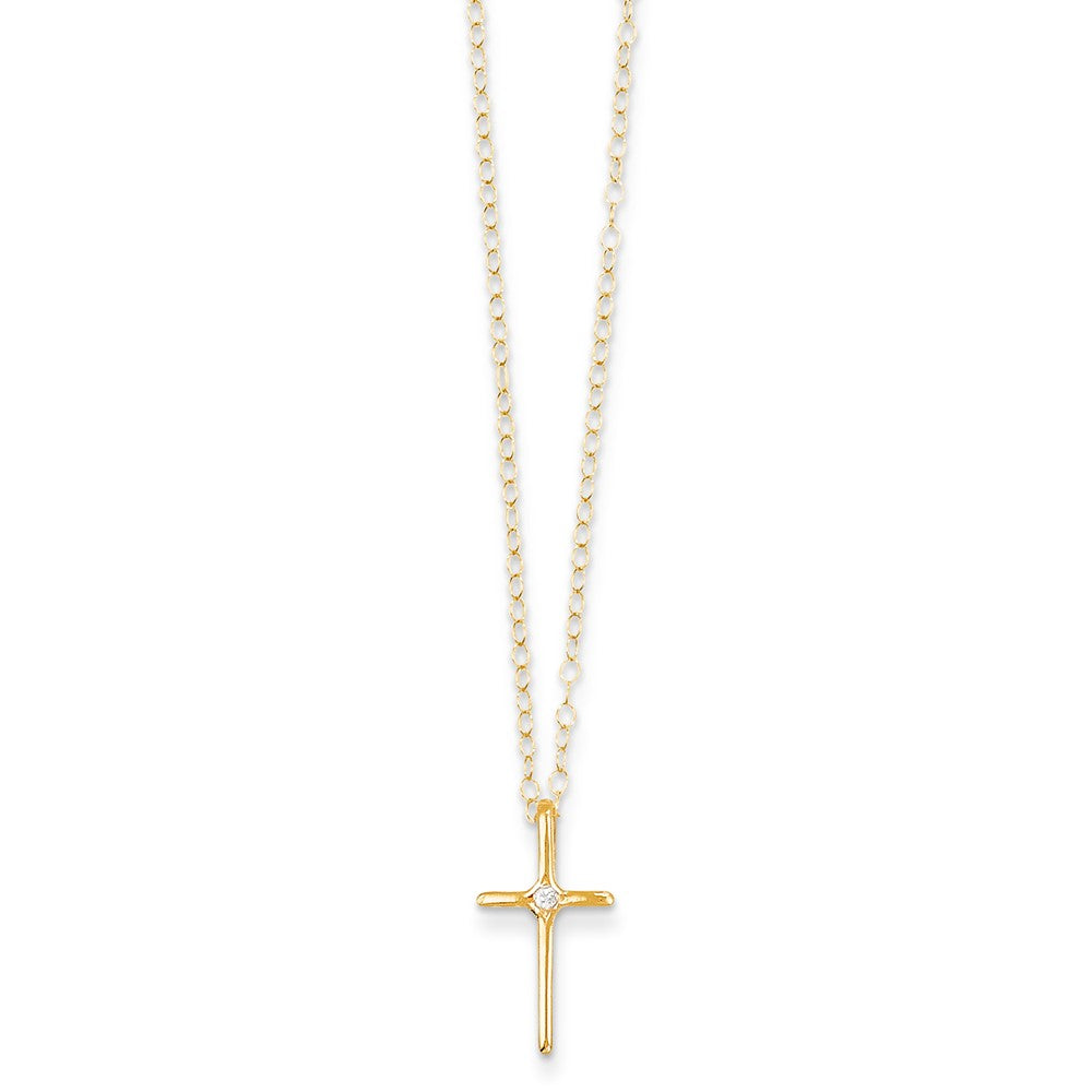 14K Yellow Gold Madi K .01ct Diamond Cross Necklace