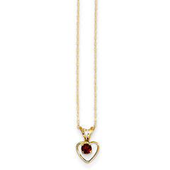 14K Yellow Gold Madi K 3mm Garnet Heart Birthstone Necklace