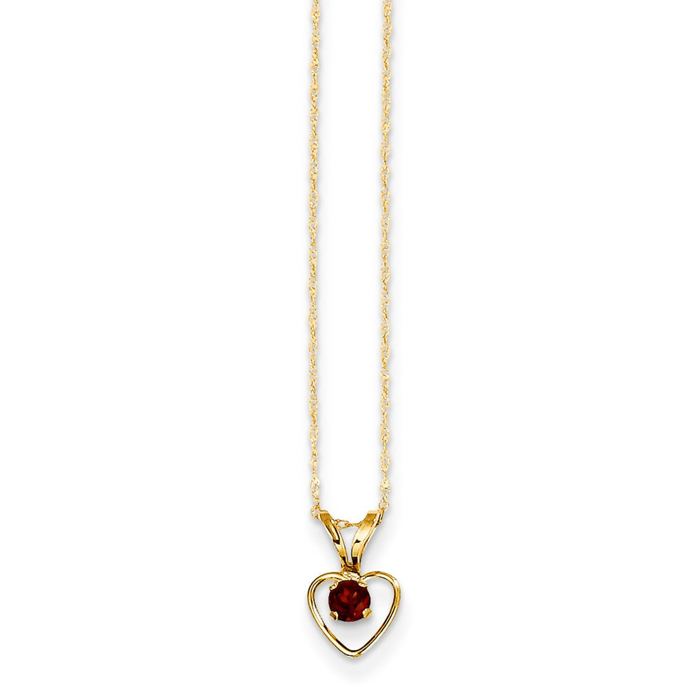 14K Madi K 3mm Garnet Heart Birthstone Necklace