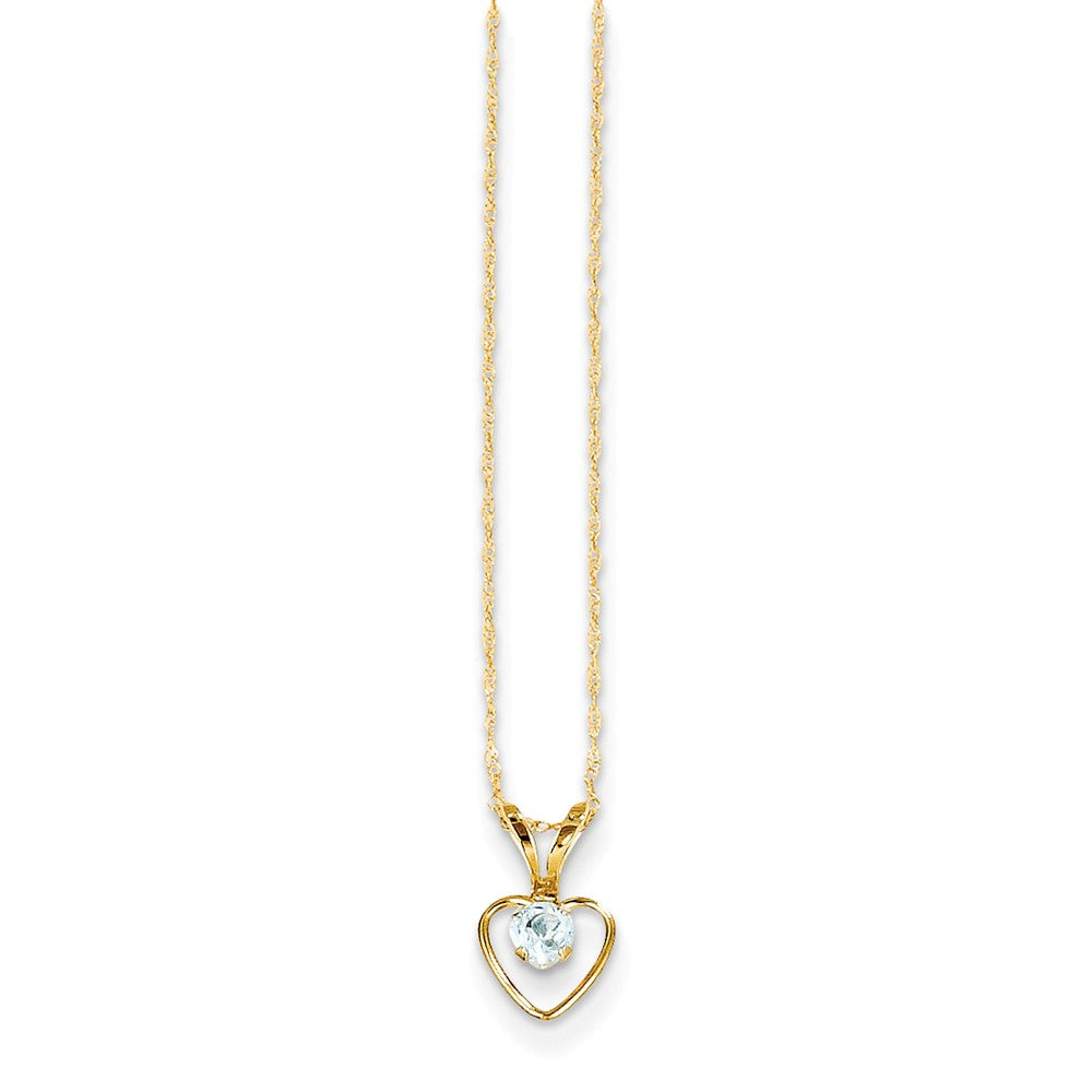 14K Madi K 3mm Aquamarine Heart Birthstone Necklace Main image