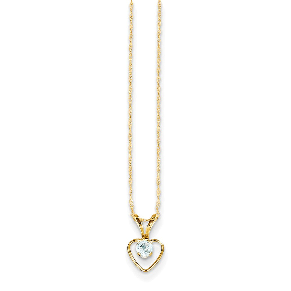14K Madi K 3mm Aquamarine Heart Birthstone Necklace