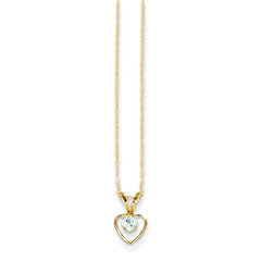 14K Madi K 3mm Aquamarine Heart Birthstone Necklace