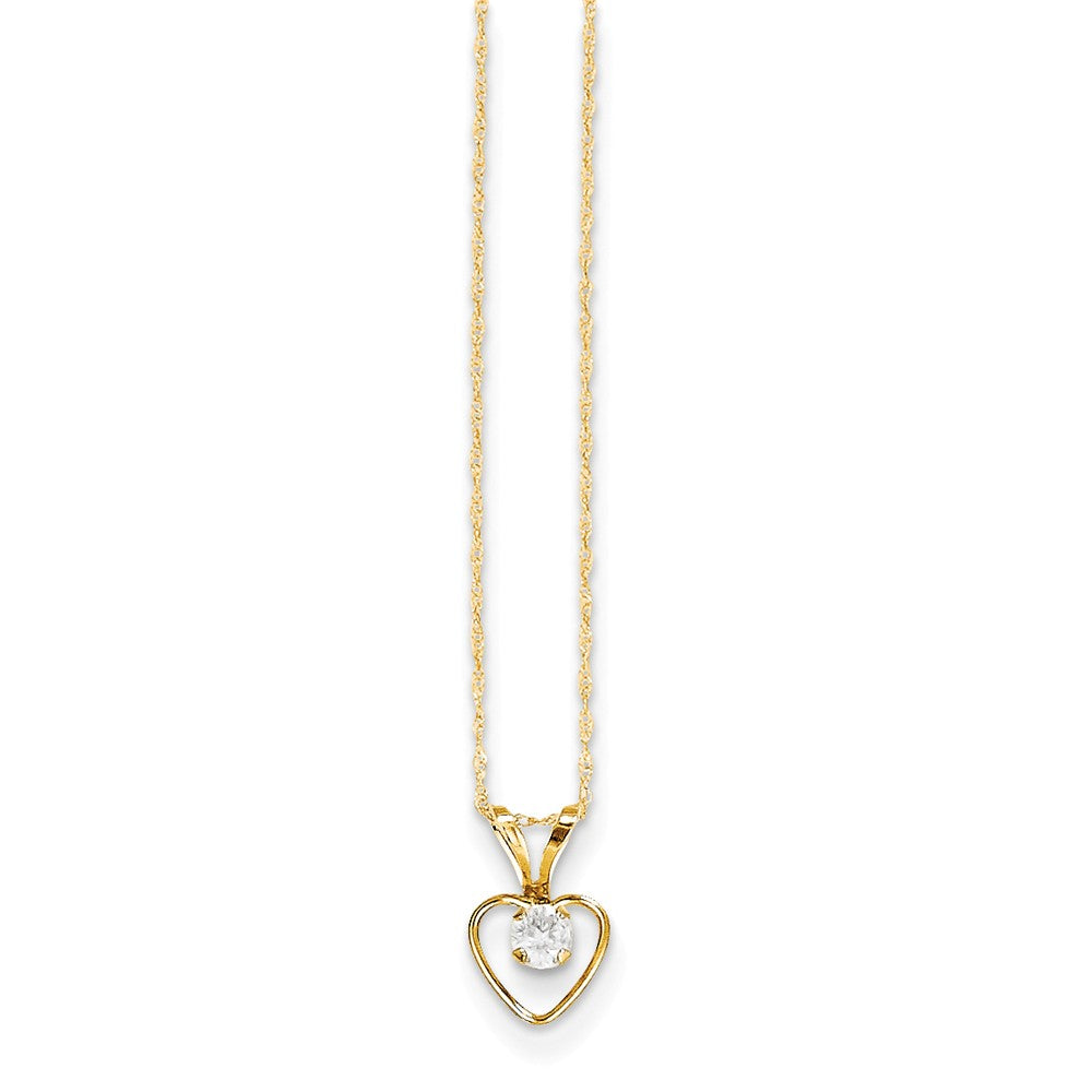 14K Madi K 3mm White Zircon Heart Birthstone Necklace Main image