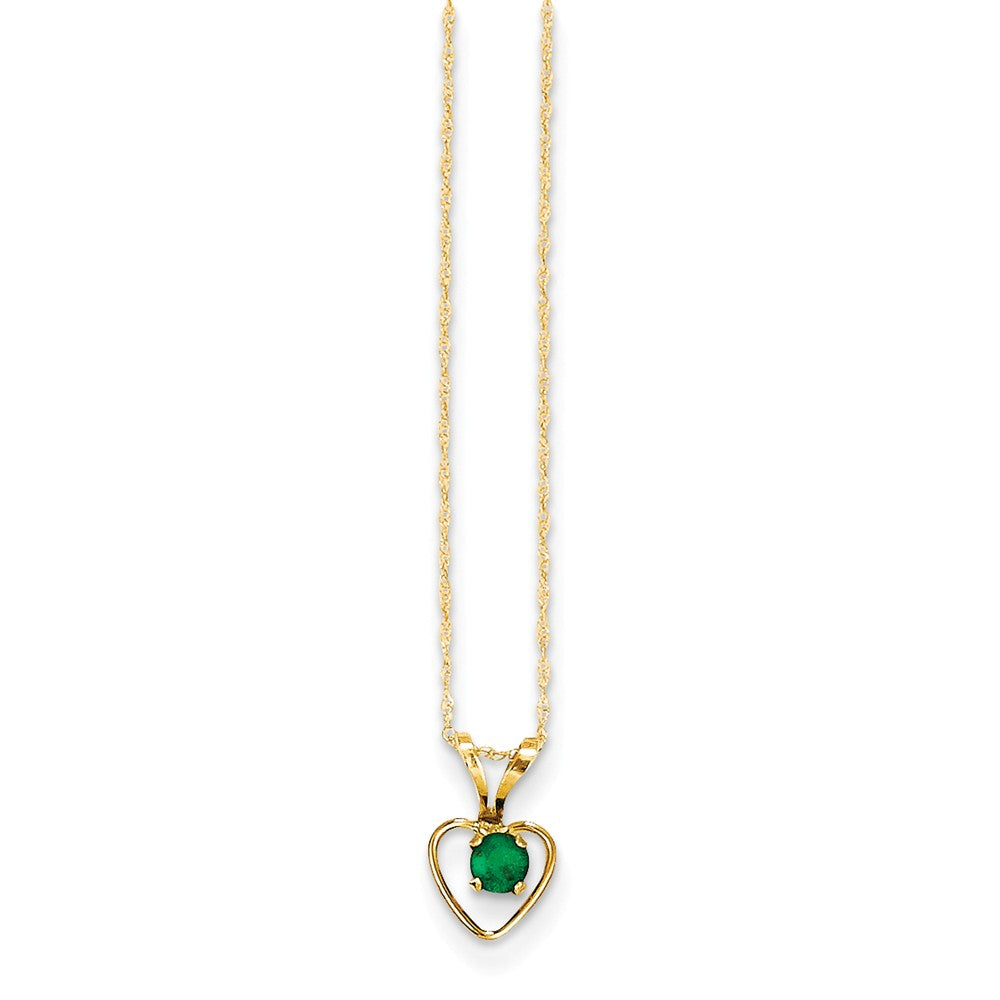 14K Madi K 3mm Emerald Heart Birthstone Necklace Main image