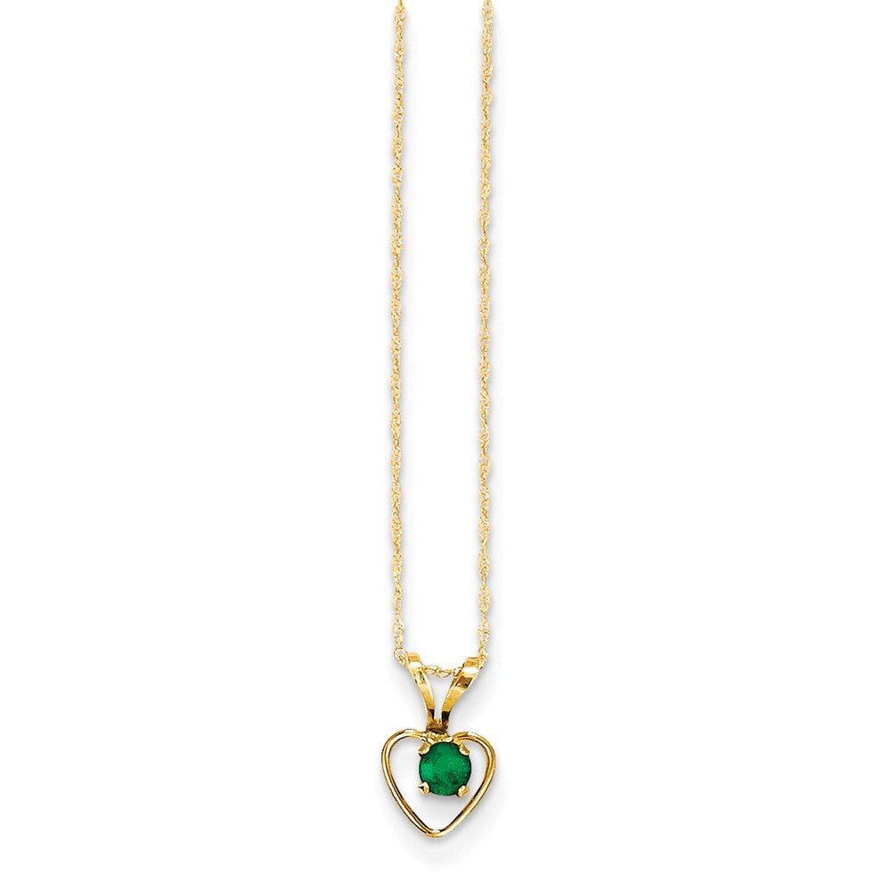 14K Madi K 3mm Emerald Heart Birthstone Necklace