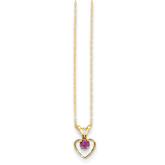 14K Yellow Gold Madi K 3mm Rhodolite Garnet Heart Birthstone Necklace