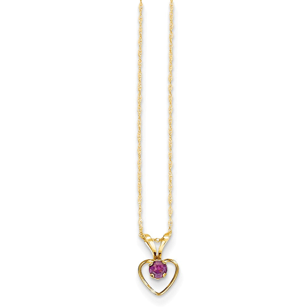 14K Madi K 3mm Rhodolite Garnet Heart Birthstone Necklace Main image